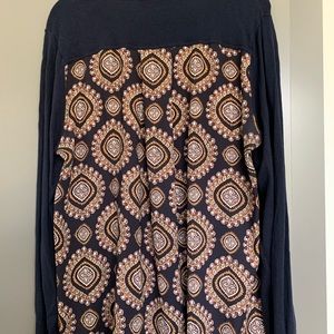 Navy sweater with silk print back